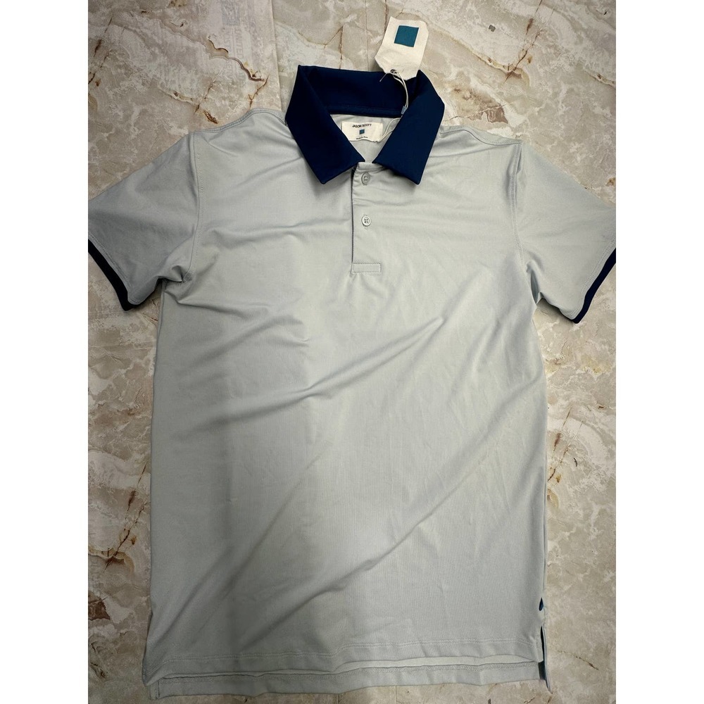 Jason Scott Blue Golf Polo shirt  Polyester- spandex Short‎ sleeve Men size S